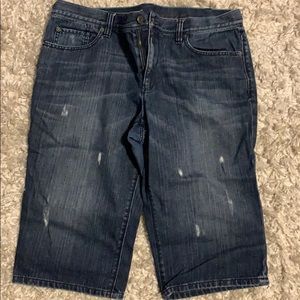 Distressed denim Bermuda shorts